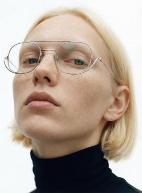 【七夕礼物】JINNNN BOWIE 椭圆形复古银边金属护眼墨镜太阳镜