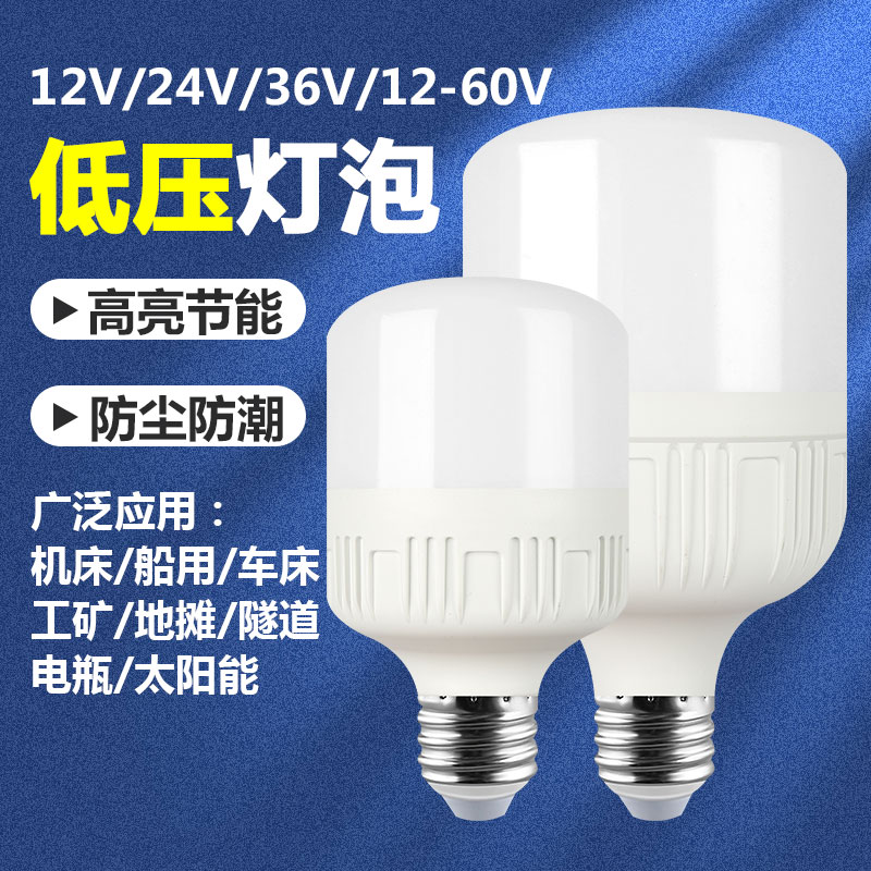 12V24V36V伏led低压灯泡E27防水AC交直流电瓶冷库机床工作节能灯