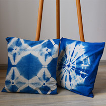White ethnic pure hand zdyeing traditional cloth art hug folk hotel by pillow ornament cotton cloth original zdyeing creative holding pillow