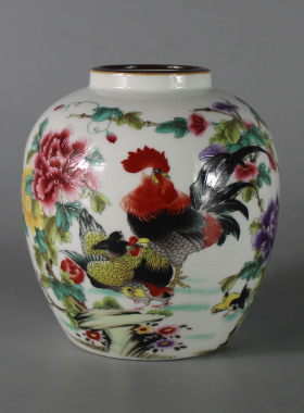 景德镇光绪鸡公枣子边坛装饰摆件