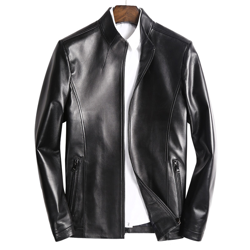 新款海宁真皮皮衣男士潮绵羊皮夹克 丹威奴皮衣