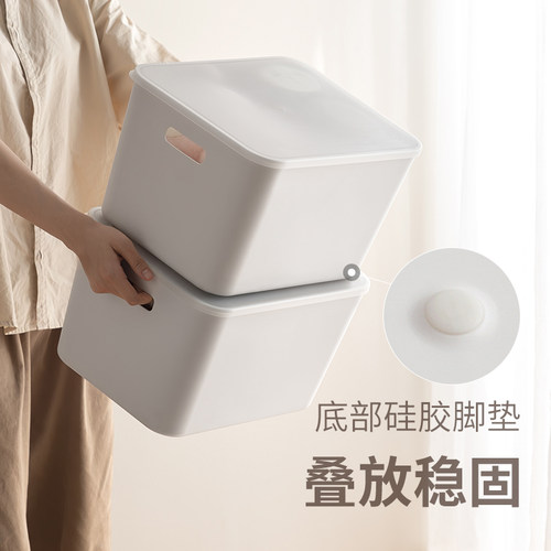 懒角落收纳盒带盖子储物筐桌面杂物厨房零食玩具化妆品塑料整理箱 - 图3