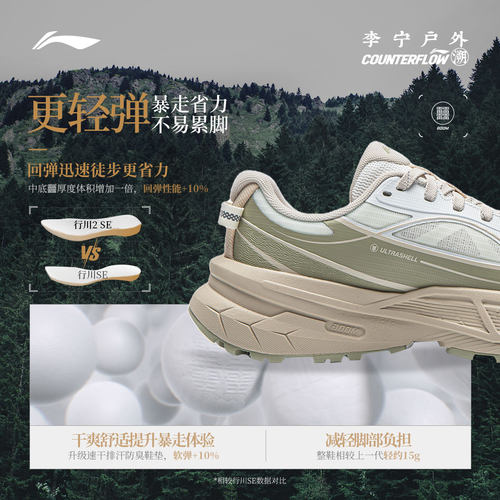 李宁户外CF溯|行川2SE徒步鞋女2026新款旅游透气低帮防滑运动鞋男 - 图1