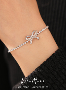 锆石蝴蝶结卡扣手链轻奢感手环精致气质时尚百搭个性手饰