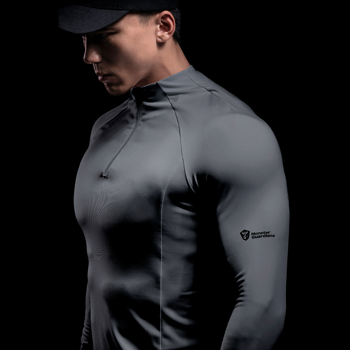 Monster Guardians健身衣男半拉链训练服T恤跑步运动长袖高弹上衣,淘宝优惠券,粉丝福利购,淘宝优惠卷