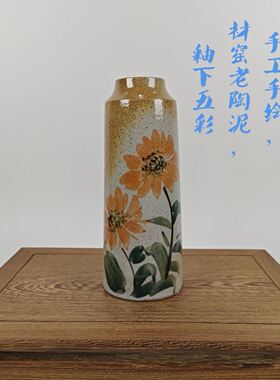 景德镇高温陶瓷花瓶摆件手工手绘水培花器复古青花餐桌无孔大口径