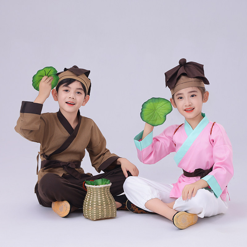 儿童演出服舞台表演古装舞台剧锄禾汉服服装农民愚公移山锄头农夫,淘宝优惠券,粉丝福利购,淘宝优惠卷