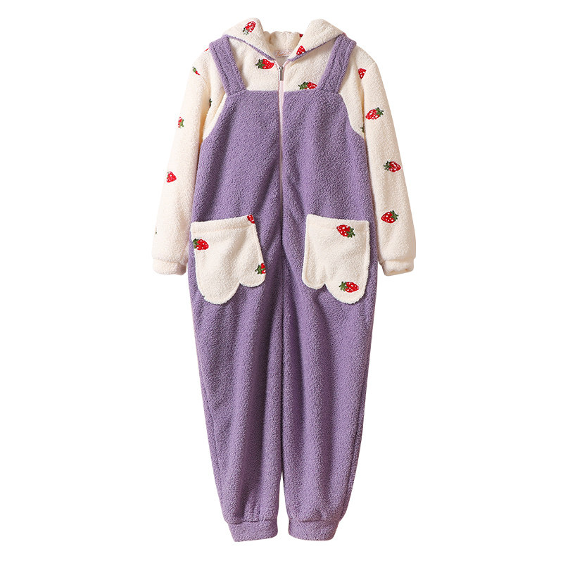 珊瑚绒连体秋冬季萌萌可爱冬天睡衣 珐莎睡衣/家居服套装