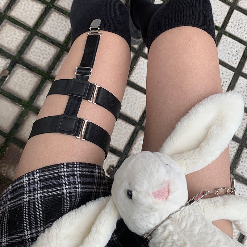 夜间教习室大腿双层腿环jk性感饰品丝袜朋克长筒袜子女过膝黑丝,淘宝优惠券,粉丝福利购,淘宝优惠卷