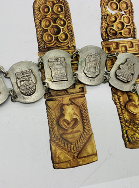 古董秘鲁老银手链每块银牌的雕刻都不一样长16.8宽2.1cm重26克