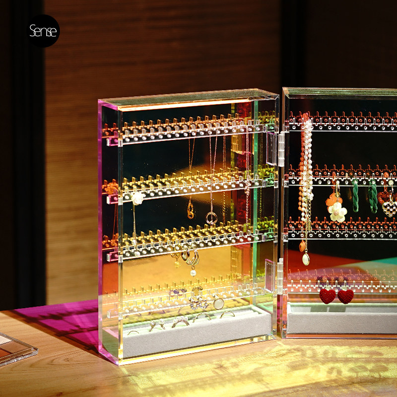 首饰收纳盒ins风透明亚克力防氧化耳环耳钉项链饰品收纳盒首饰盒 - 图3