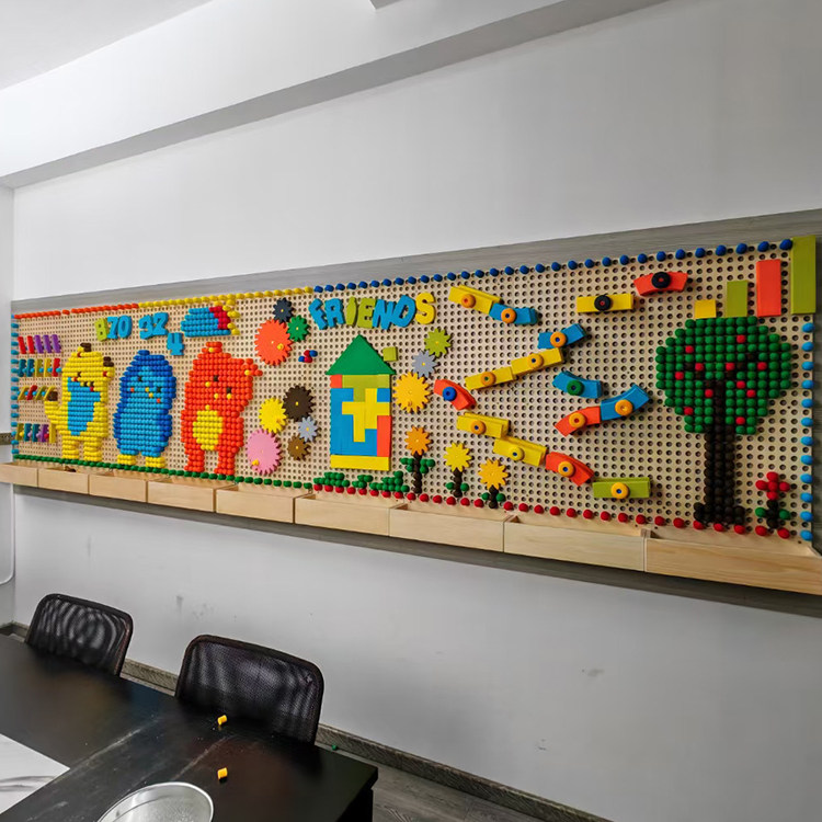 Kindergarten building block wall mushroom nails