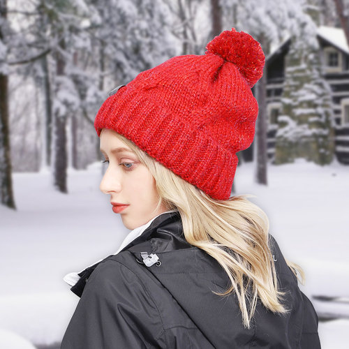 毛线帽子女冬毛绒显脸小加绒加厚保暖大头围2021年爆款百搭针织帽 - 图3