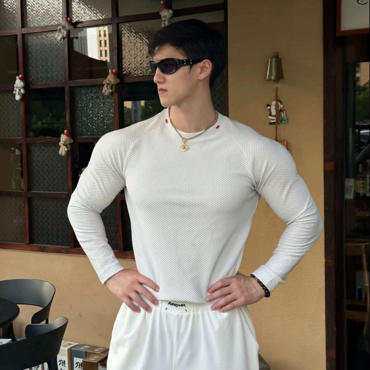 圆领透气提花网眼运动长袖百搭运动弹力透气速干上衣弹力健身上衣,淘宝优惠券,粉丝福利购,淘宝优惠卷