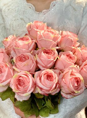 刘亦菲同款花束粉色玫瑰花仿真花束家居装饰摆件浪漫唯美拍照道具