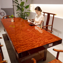 Bahua solid wood large plate tea table tea table log office desk New Chinese style Brazilian flower pear wood table 2 m clear cabin