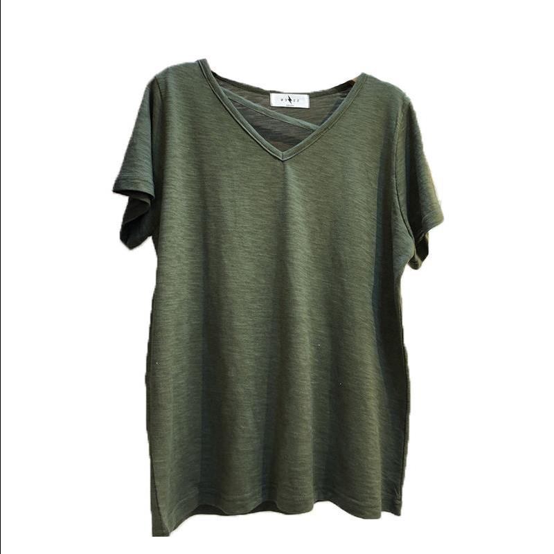 2020年新款夏季秋装竹节棉潮打底衫 韩简娜T恤