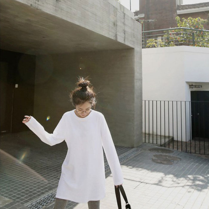 白色打底衫长袖春季秋装2020年t恤 韩简娜T恤