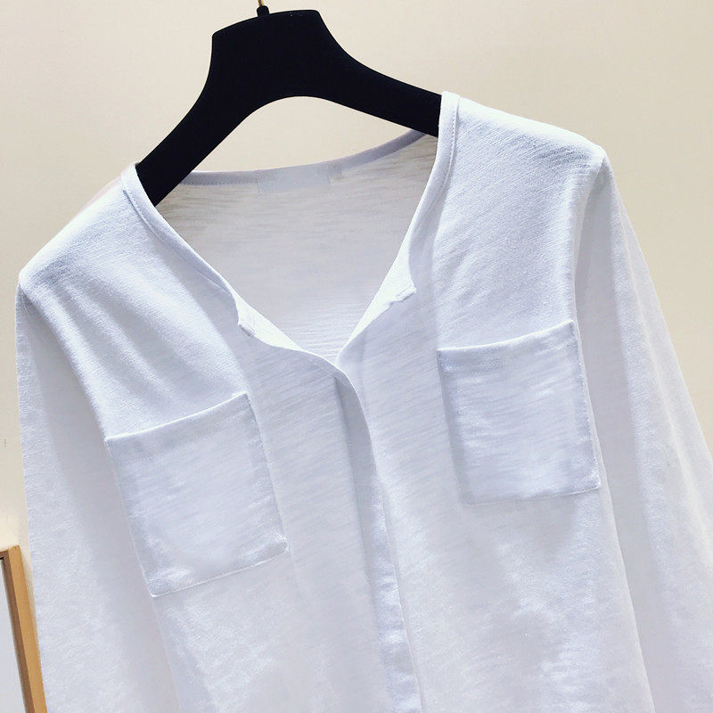 2020年新款春秋装竹节棉长袖打底衫 韩简娜T恤