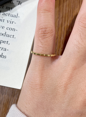 小众窄版碎冰冰戒指尾戒女小指