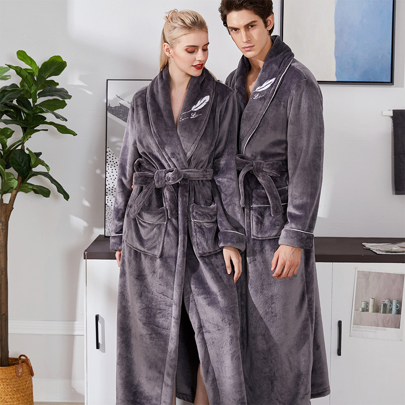 加长款女春秋冬季法兰绒珊瑚绒睡衣 布妮乔贝睡袍/浴袍