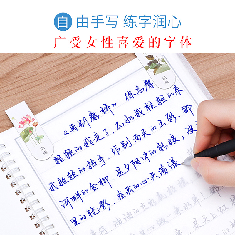 成人字帖女生字体漂亮练字成年钢笔圆珠笔专用临摹行楷书行草书鲸落体奶酪体连笔字大学生陈书凝大气手写体速成花野体练字帖练字本