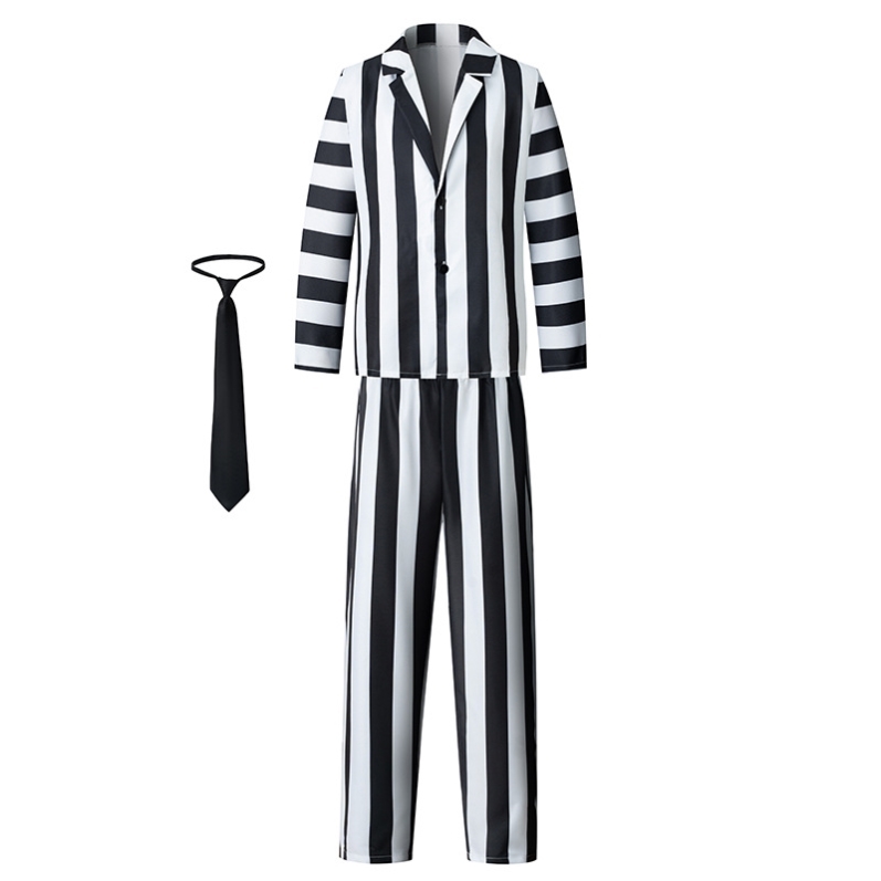 阴间大法师甲壳虫汁beetlejuice2成人黑白纹角色扮演服舞会聚会 - 图3