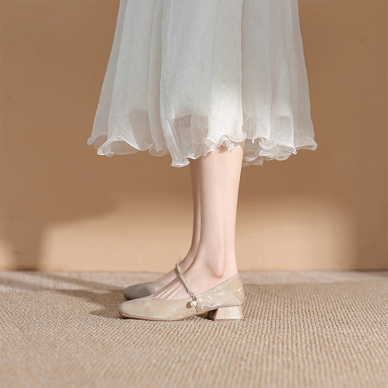 新中式玛丽珍鞋女2025春秋新款绝美气质粗跟单鞋配裙子旗袍鞋女鞋 - 图1