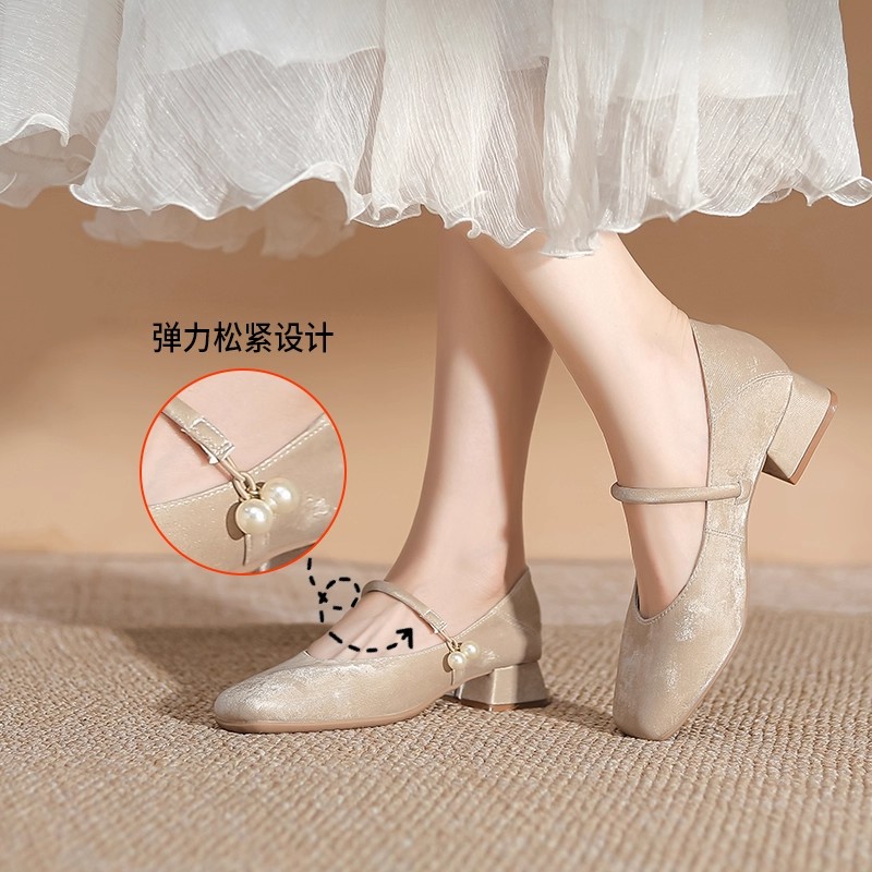 新中式玛丽珍鞋女2025春秋新款绝美气质粗跟单鞋配裙子旗袍鞋女鞋 - 图0