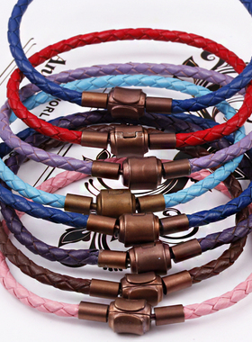 diy手链3d黄金硬金皮绳链磁铁扣