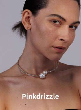 pinkdrizzle星芒白色珠珠项圈简约优雅设计感短项链细款气质小众