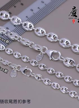 猪鼻招财链S925纯银重工设计感链