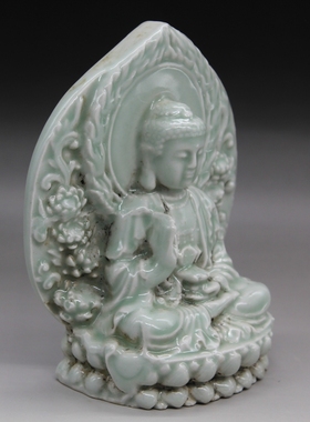 仿清代影青观音瓷器摆件厂货做旧