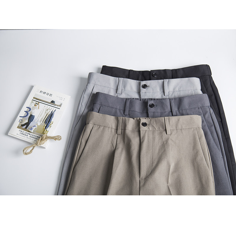 男士裤坠感商务休闲小男直筒九分裤 简质原创男装休闲裤