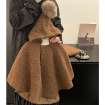 South Korean childrens clothing 2023 autumn and winter style girl cloak cloak baby retro colorful limbo wool coat
