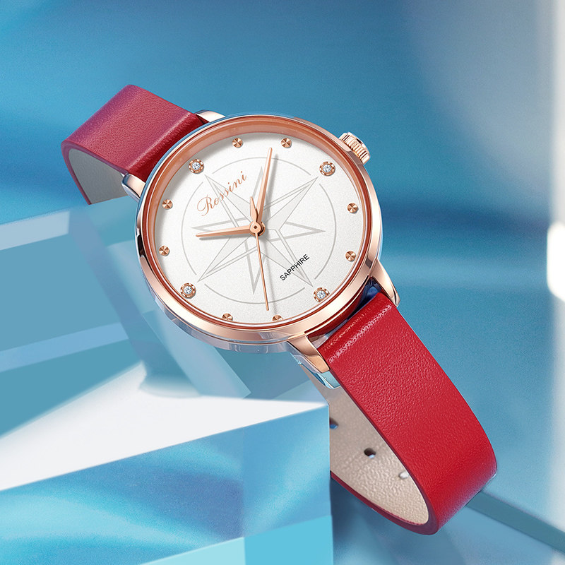 罗西尼手表女ins风石英表防水潮流时尚北极星元素学生腕表519920