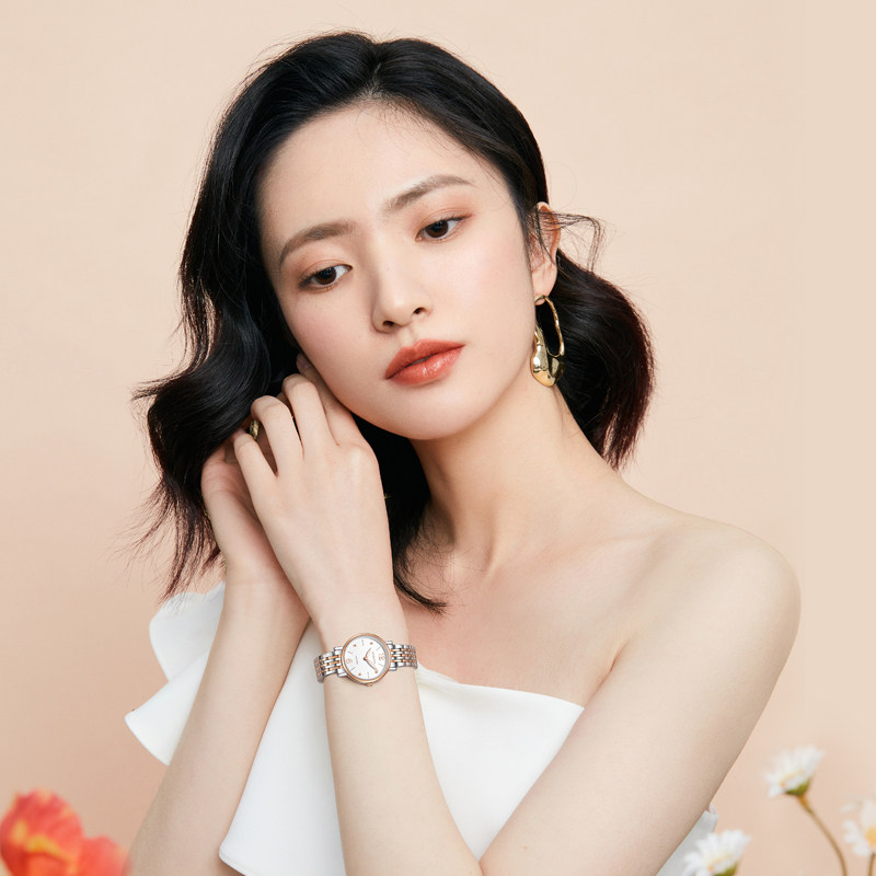 罗西尼手表女款简约清新休闲女表轻薄钢带防水时尚石英表716728
