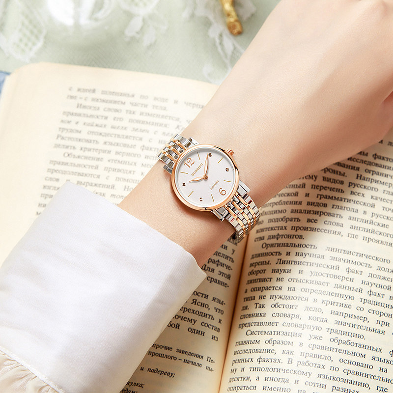 罗西尼手表女款简约清新休闲女表轻薄钢带防水时尚石英表716728