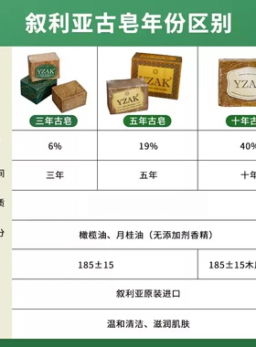 叙利亚古皂橄榄皂YZAK阿勒颇手工皂沐浴洗发古皂泡沫绵密精油皂