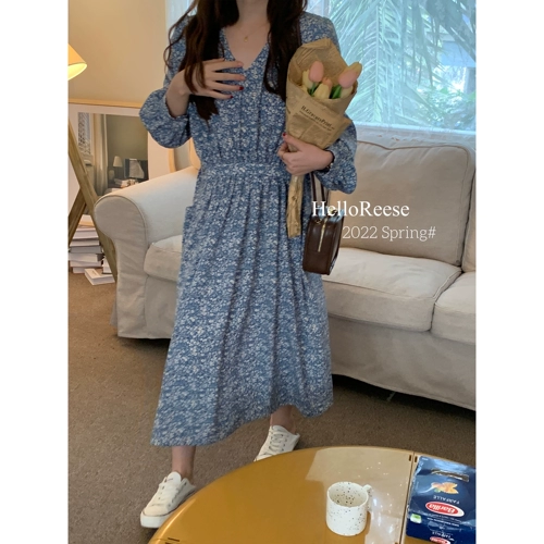 Весенняя небольшая юбка, дизайнерский синий лонгслив, коллекция 2022, цветочный принт