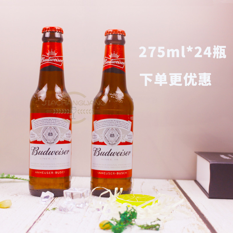 百威啤酒 Budweiser 国产玻璃瓶 275ml*24瓶 - 图1