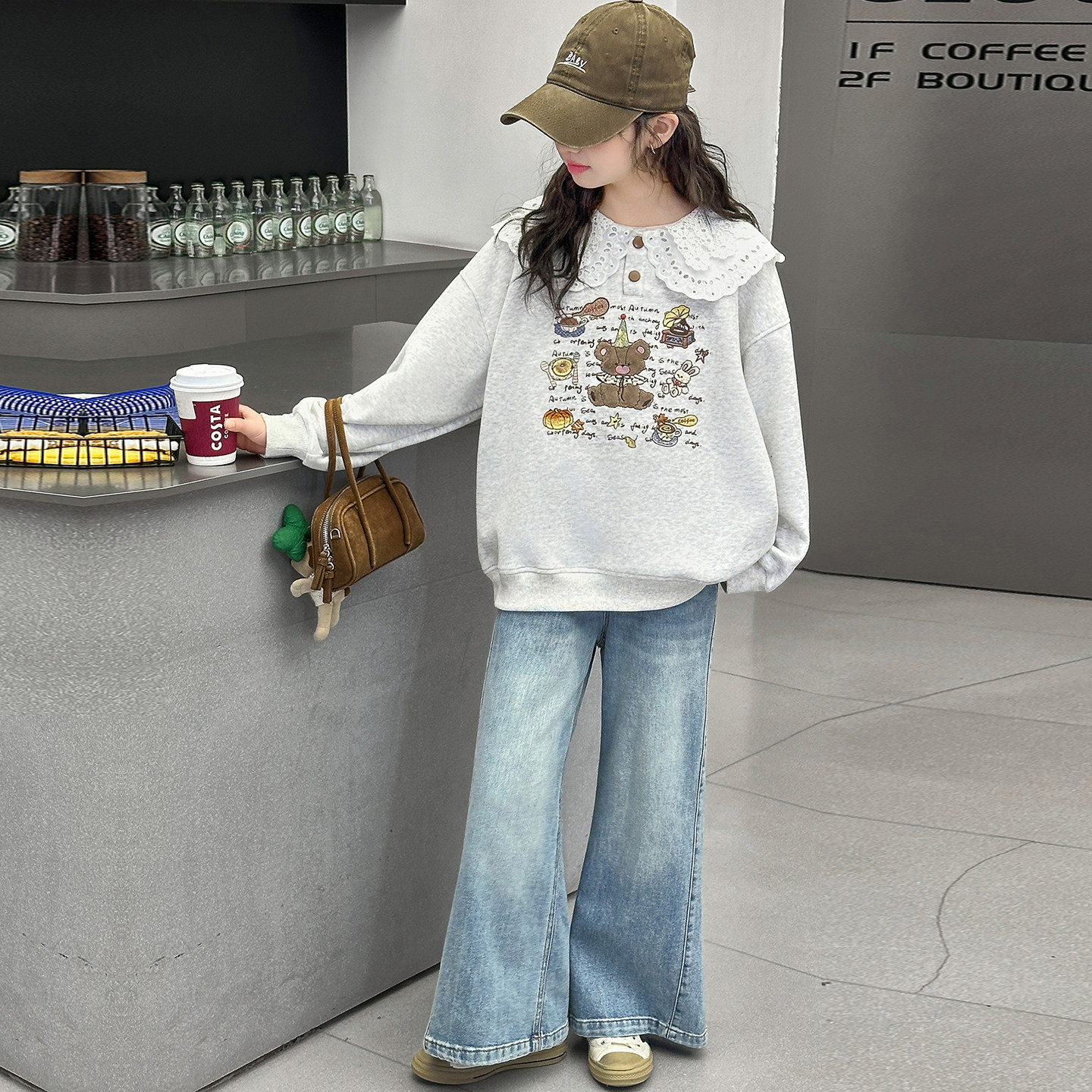 女童春装套装2026新款儿童韩系开春穿搭女孩大童时髦牛仔裤两件套,淘宝优惠券,粉丝福利购,淘宝优惠卷