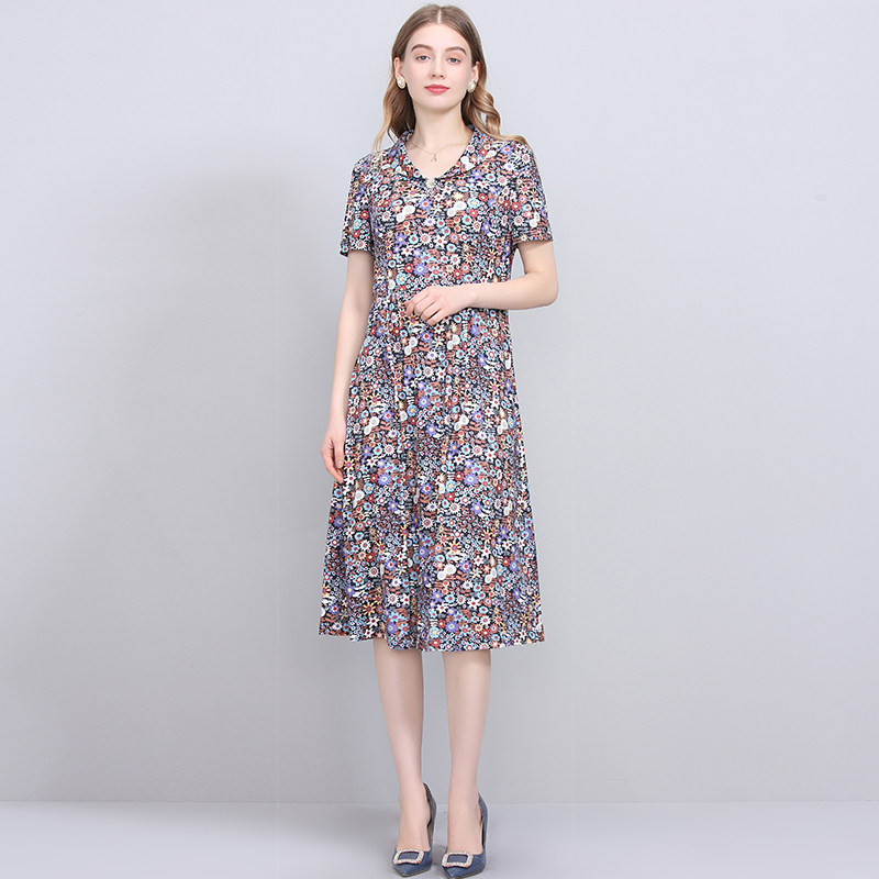 妙采旗舰店夏季新款中老年连衣裙 妙采中老年女装