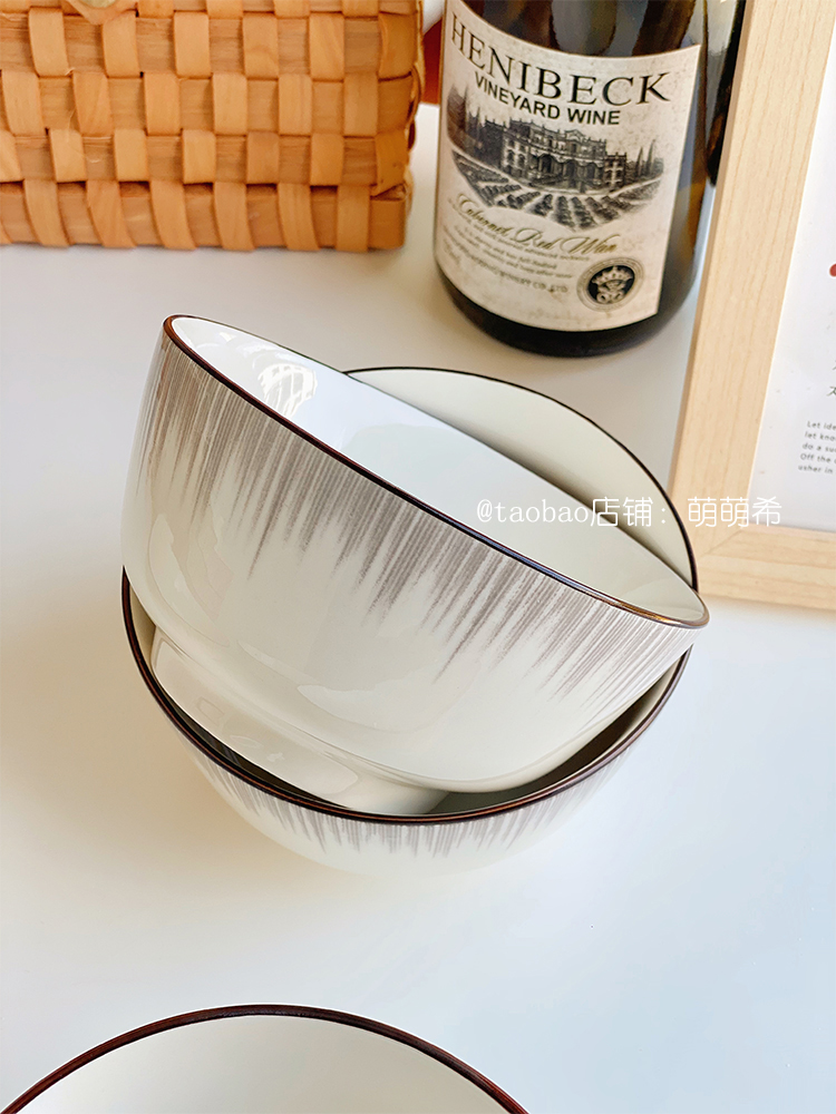 米饭碗家用高级感5寸高颜值新款陶瓷碗鱼盘菜盘吃饭餐具微波炉ins - 图3