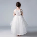 Cô gái một vai trắng công chúa váy cưới phồng sợi trẻ em người mẫu catwalk sinh nhật trang phục dạ hội mùa hè - Váy trẻ em quần áo phù rể cho bé trai Váy trẻ em