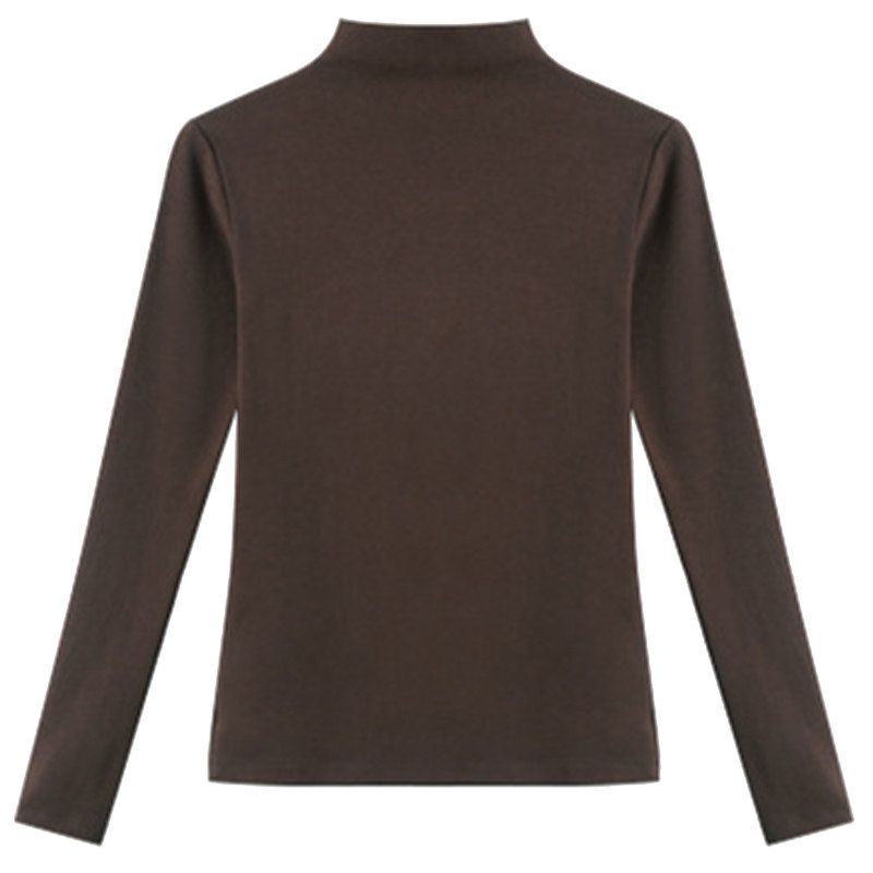 咖色半高领打底衫秋冬韩版紧身内搭 伊贞媄T恤