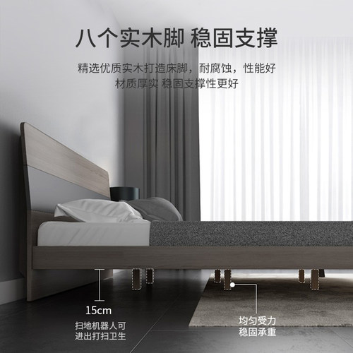 实木床现代简约2022年新款1.8米北欧实木双人床小户型经济型木床 - 图2