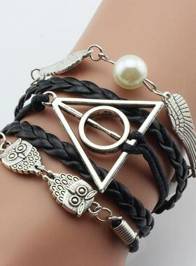 哈利波特和平鸽编织手链 复古天使翅膀供应现货手链