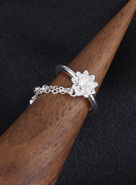 莲花流苏戒指小众设计简约