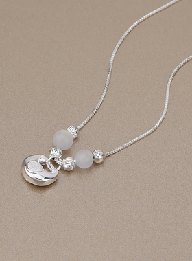 s925纯银福字平安锁项链温柔气质